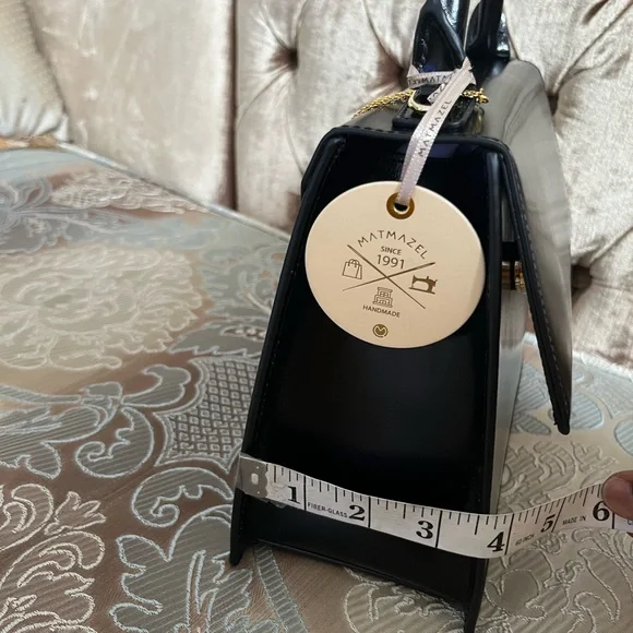 NWT Authentic Matmazel Designed black leather hand bag . - Picture 7 of 8